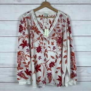 NWT Sundance Azami Top Floral Embroidered Blouse Size XXL